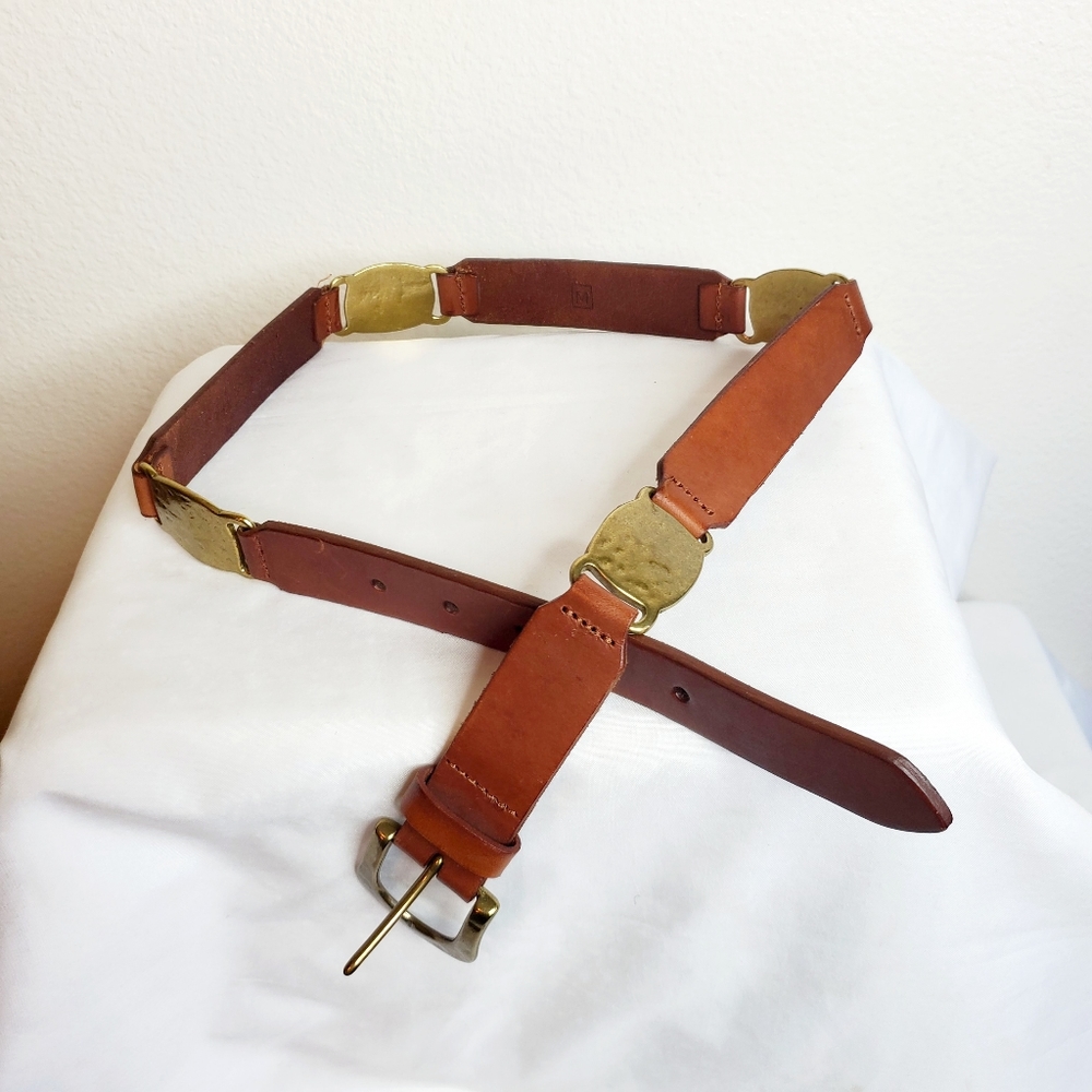 Fossil brown & gold tone leather belt 38' long